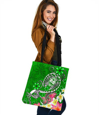 Guam Tote Bags - Turtle Plumeria (Green) - Polynesian Pride