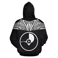 Yap All Over Zip up Hoodie Neck Style - Polynesian Pride