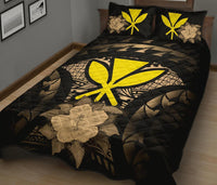 Kanaka Maoli (Hawaii) Polynesian Quilt Bed Set Hibiscus Gold - Polynesian Pride