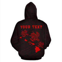 Polynesian Kakau Three Turtle Map of Hawaii Custom Hoodie Red - Polynesian Pride