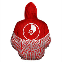 Yap Polynesian Zip up Hoodie Red Pride Map and Seal - Polynesian Pride