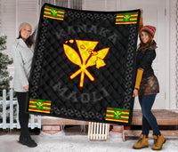 Kanaka Maoli Flag Polynesian Premium Quilt Gray - Love Style Gray - Polynesian Pride