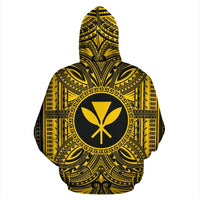 Kanaka Maoli ll Over Hoodie Kanaka Maoli Coat of rms Polynesian Gold Black - Polynesian Pride