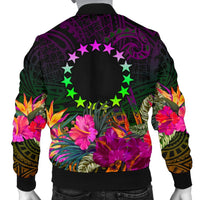 Cook Islands Personalised Polynesian Men's Bomber Jacket - Summer Hibiscus - Polynesian Pride