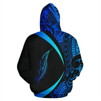 New Zealand Silver Fern Hoodie - Maori Tattoo Circle Style Blue - Polynesian Pride