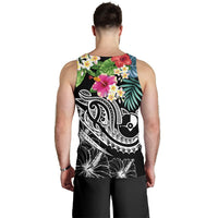 YAP Polynesian Men's Tank Top- Summer Plumeria (Black) - Polynesian Pride