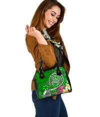 Tahiti Shoulder Handbag - Turtle Plumeria (Green) - Polynesian Pride