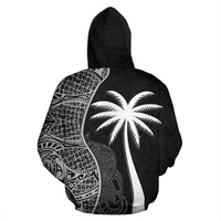 Samoa Polynesian Zip up Hoodie Coconut Tree Black - Polynesian Pride