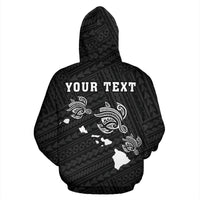 Polynesian Kakau Three Turtle Map of Hawaii Custom Hoodie White - Polynesian Pride