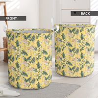 Tropical Flamingo Yellow Hawaii Laundry Basket AH - Polynesian Pride