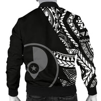 Yap Men's Bomber Jacket - Micronesian Pattern Flash Black - Polynesian Pride