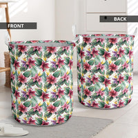 Tropical Palm Leaf White Hawaii Laundry Basket - Polynesian Pride