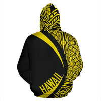 Polynesian Kanaka Maoli Map of Hawaii Zip Hoodie Yellow Circle Style - Polynesian Pride