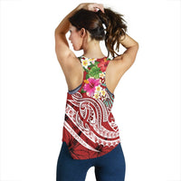 Guam Polynesian Women's Racerback Tank - Summer Plumeria (Black) - Polynesian Pride