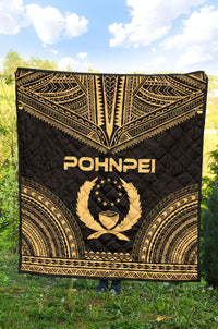 Pohnpei Premium Quilt - Pohnpie Flag Polynesian Chief Gold Version - Polynesian Pride