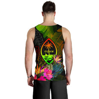 Guam Polynesian Personalised Men's Tank Top - Hibiscus and Banana Leaves - Polynesian Pride
