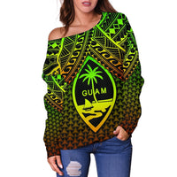 Polynesian Guam Personalised Women's Off Shoulder Sweater - Reggae Vintage Polynesian Patterns - Polynesian Pride