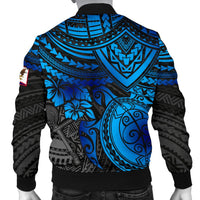 American Samoa Polynesian Bomber Jacket (Men) - Blue Turtle - Polynesian Pride