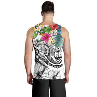Guam Polynesian Men's Tank Top - Summer Plumeria (White) - Polynesian Pride