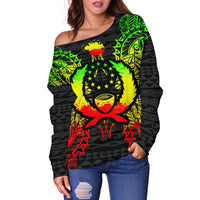 Pohnpei Polynesian Shoulder Sweater Map Reggae - Polynesian Pride