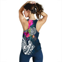 American Samoa Women's Racerback Tank - Polynesian Hibiscus with Summer Vibes - Polynesian Pride