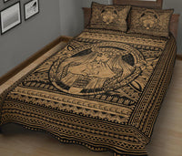 Hawaii Polynesian Pele Kanaka Quilt Bed Set Gold - Polynesian Pride