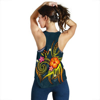Kosrae Polynesian Personalised Women's Racerback Tank - Legend of Kosrae (Blue) - Polynesian Pride