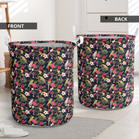 Tropical Hibiscus, Strelitzia Palm Leaves Hawaii Laundry Basket - Polynesian Pride