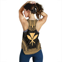 Kanaka Maoli Women's Racerback Tank - Polynesian Chief Gold Version - Polynesian Pride