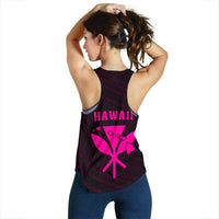 Hawaii Kakau Polynesian Kanaka Map Women's Racerback Tank - Pink - Polynesian Pride
