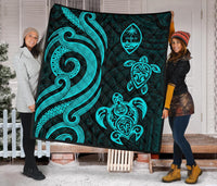 Guam Polynesian Premium Quilt - Turquoise Tentacle Turtle - Polynesian Pride