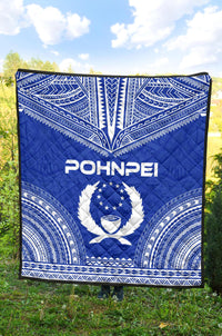 Pohnpei Premium Quilt - Pohnpie Flag Polynesian Chief Blue Version - Polynesian Pride