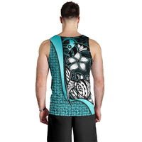 Yap Micronesia Men's Tank Top Turquoise - Turtle With Hook - Polynesian Pride