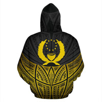 Pohnpei Polynesian Custom Zip up Hoodie Gold Pride Map and Seal - Polynesian Pride