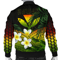 Kanaka Maoli (Hawaiian) Men's Bomber Jacket, Polynesian Plumeria Banana Leaves Reggae - Polynesian Pride