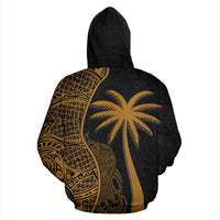 Guam Polynesian Zip up Hoodie Coconut Tree Gold - Polynesian Pride