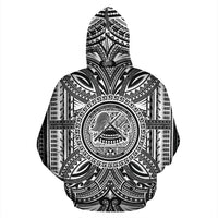 American Samoa ll Over Hoodie merican Samoa Coat of rms Polynesian White Black - Polynesian Pride