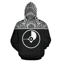 Yap All Over Zip up Hoodie Micronesia Black Version - Polynesian Pride
