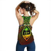 Polynesian Guam Personalised Women's Racerback Tank - Reggae Vintage Polynesian Patterns - Polynesian Pride