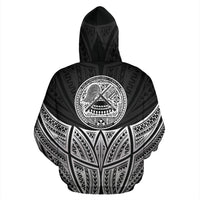 American Samoa Polynesian Zip up Hoodie Black Pride Map and Seal - Polynesian Pride