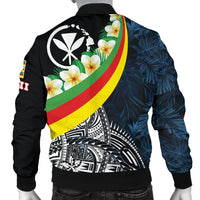 Polynesian Hawaii Men's Bomber Jacket - Kanaka Maoli With Plumeria Style - Polynesian Pride