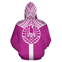 Tahiti Zip Hoodie Tahiti Flag Polynesian Tattoo Pink A6 - Polynesian Pride