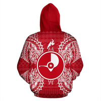 Yap Polynesian ll Over Hoodie Map Red White - Polynesian Pride