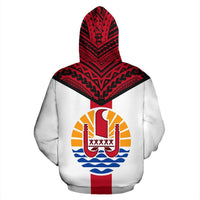 Tahiti Zip Hoodie Tahiti Flag Polynesian Tattoo Original Version - Polynesian Pride