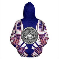 American Samoa All Over Custom Zip up Hoodie Flag Tattoo Style - Polynesian Pride