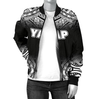 Yap Women's Bomber Jacket - Fog Black Style - Polynesian Pride