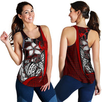 Pohnpei Micronesia Women's Racerback Tank Red - Turtle With Hook Red - Polynesian Pride