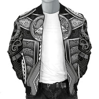 Polynesian Men's Bomber Jackets - American Samoa Coat Of Arm With Poly Patterns - Polynesian Pride