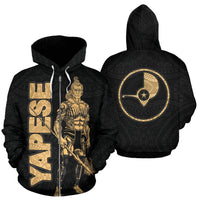 Yap Zip up Hoodie Micronesia Yapese Warrior Gold Unisex Gold - Polynesian Pride
