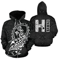 Polynesian Suffer Kanaka Warrior Hawaii Zip Hoodie White Unisex White - Polynesian Pride